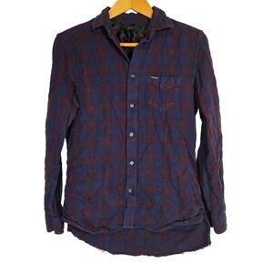 Diesel Flannel Button Up Mens Shirt Casual Plaid Check Skater Emo Large
